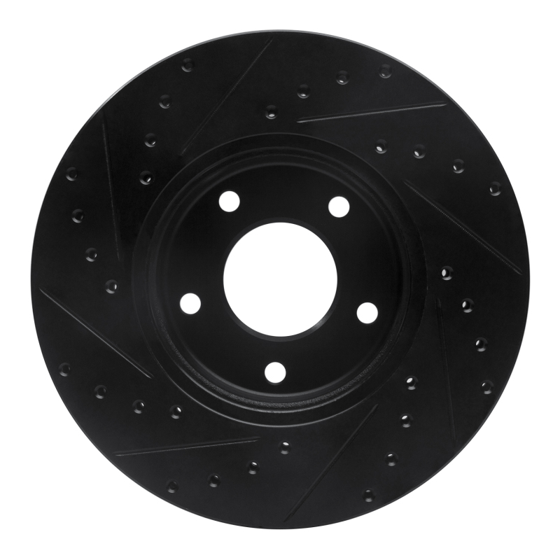 Jaguar Vanden Plas Brake Rotor (1) - Front Right - R1 Concepts - Drilled & Slotted - Black - `97-`03